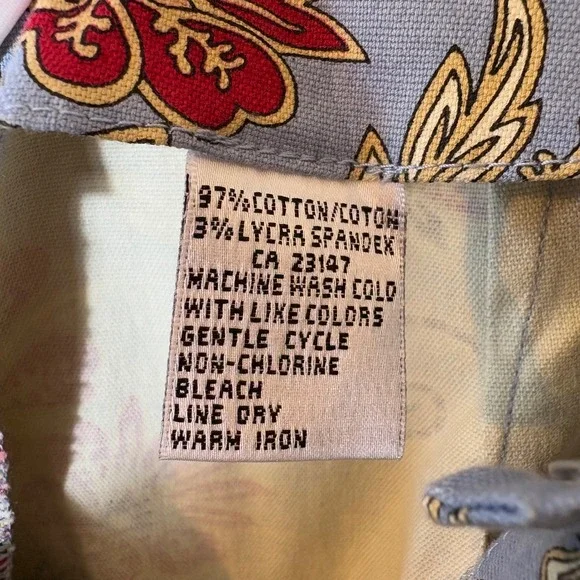 Vintage Talbots Women's Blue Floral Print Cropped Stretch Pants Size 18 Trousers - Picture 6 of 8